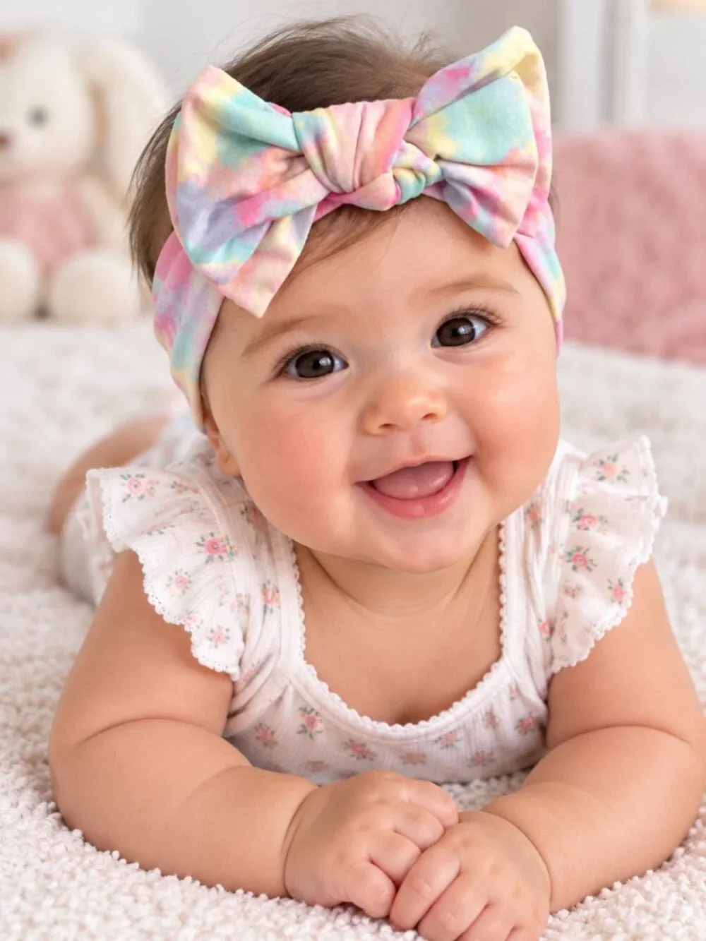 Pink Rainbow Milticolor 2 Psc Baby Bow Set